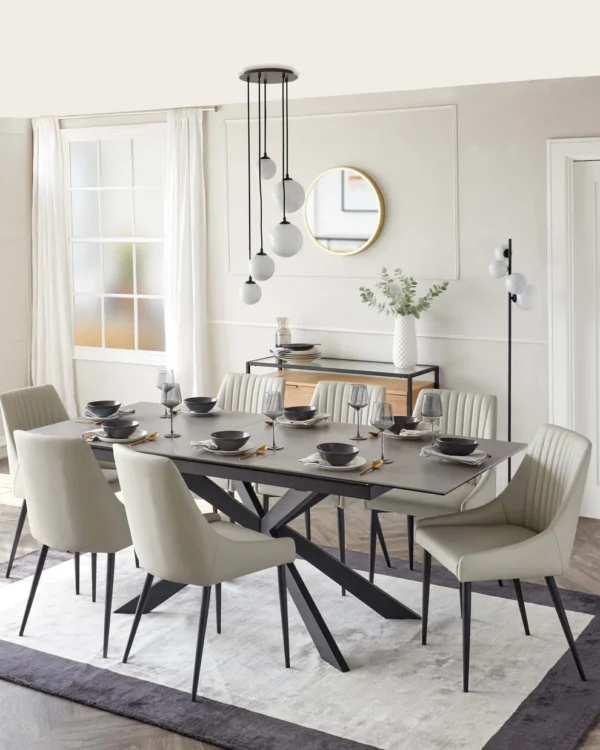Hayden Light Grey Ceramic Extending 6 to 8 Seater Dining Table - Image 3