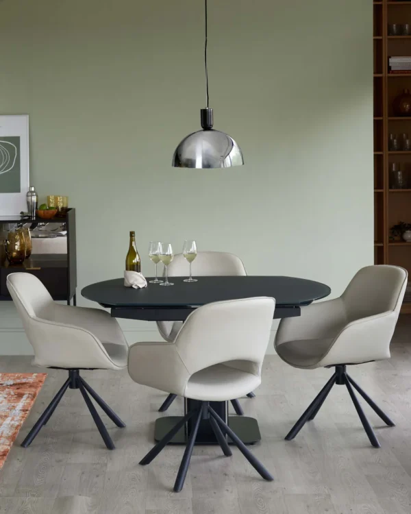 Fraser Dark Grey Frosted Glass Extending 4 To 6 Seater Dining Table - Image 3