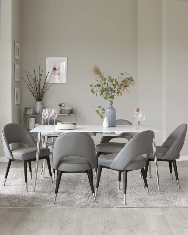 Oslo White Marbled Ceramic 6 Seater Dining Table - Image 3