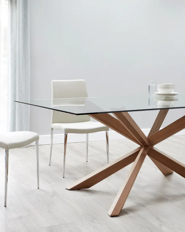 Otter Clear Glass And Walnut 8 Seater Dining Table - Image 3