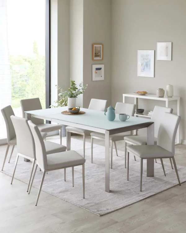 Eve White Frosted Glass Extending 6 To 8 Seater Dining Table - Image 3