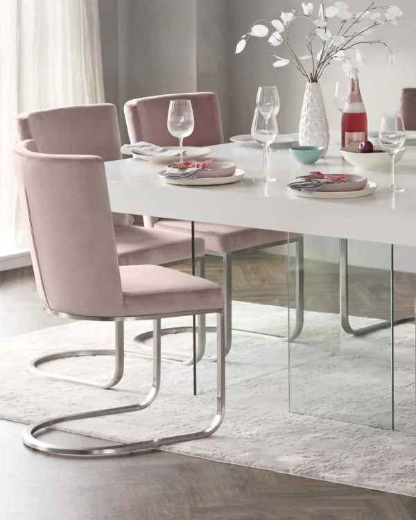 Aria White Oak and Glass Square 8 Seater Dining Table - Image 3