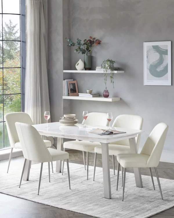 Assi White Gloss Extending 6 to 8 Seater Dining Table - Image 3