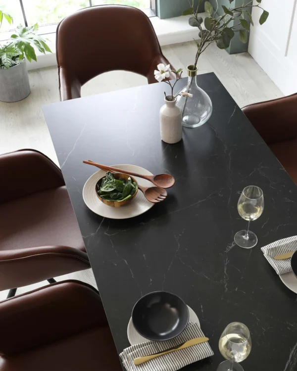 Mia Black Ceramic 6 Seater Dining Table - Image 3