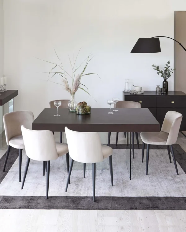 Aria Dark Walnut And Glass 6 Seater Dining Table - Image 4