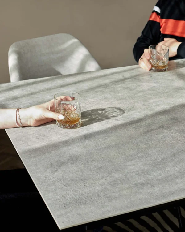 Riley Light Grey Ceramic 8 Seater Dining Table - Image 3