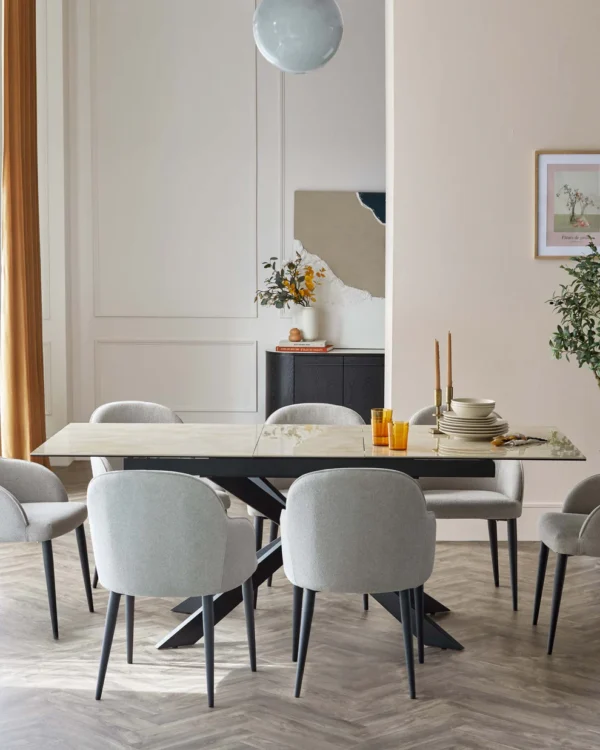 Hayden Natural Ceramic Extending 6 to 8 Seater Dining Table - Image 3