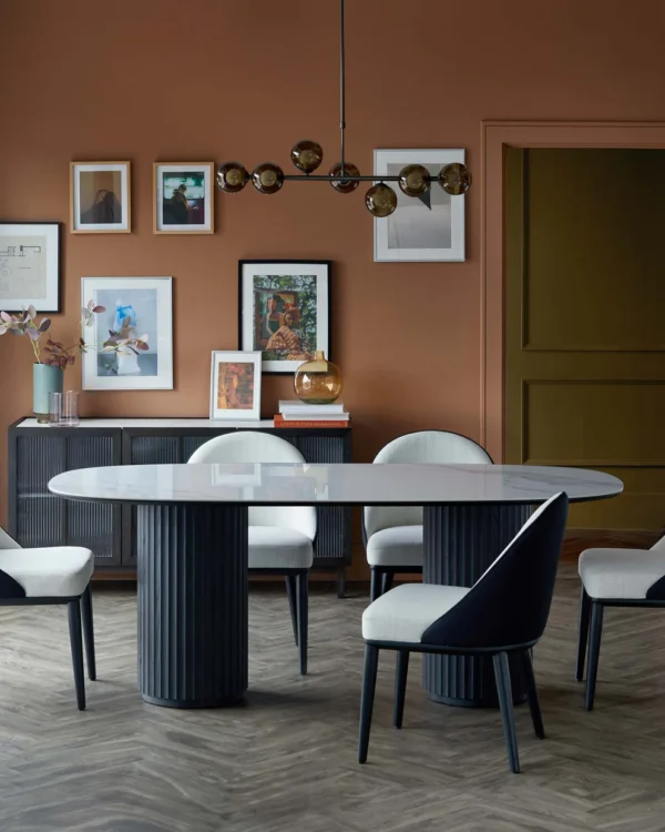 Hanne white ceramic 6 seater dining table - Image 3