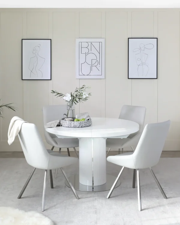 Curva White Gloss Round Extending 4 To 6 Seater Dining Table - Image 3
