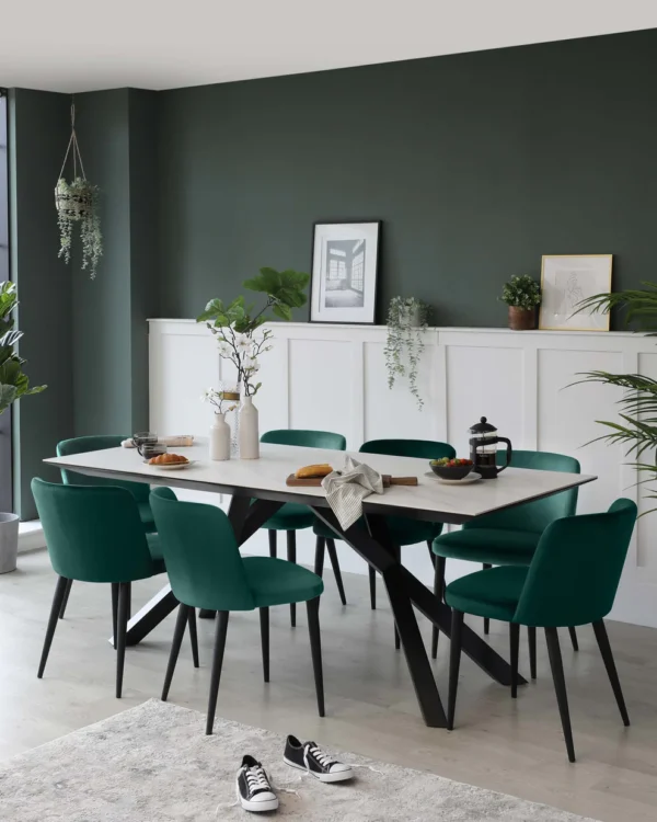 Atlanta White Marbled Ceramic 8 Seater Dining Table - Image 3