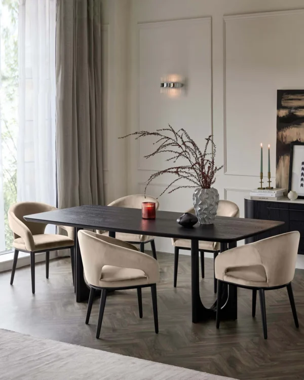 Orlan 8 Seater Fixed Dining Table Black Ash - Image 3