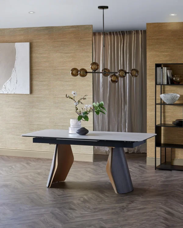 Collodi White Ceramic Extending 8 to 10 Seater Dining Table - Image 3
