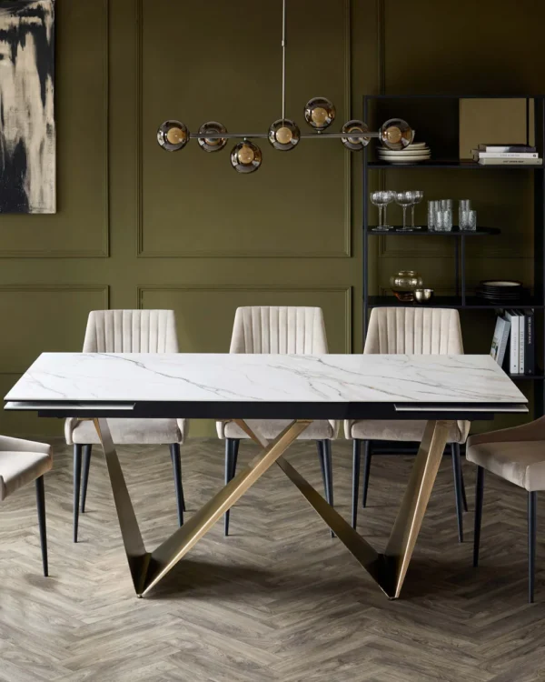 Calenzano Natural Ceramic Extending 8 to 10 Seater Dining Table - Image 4