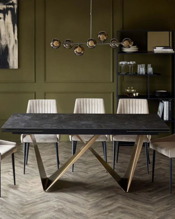 Calenzano Dark Grey Ceramic Extending 8 to 10 Seater Dining Table - Image 3