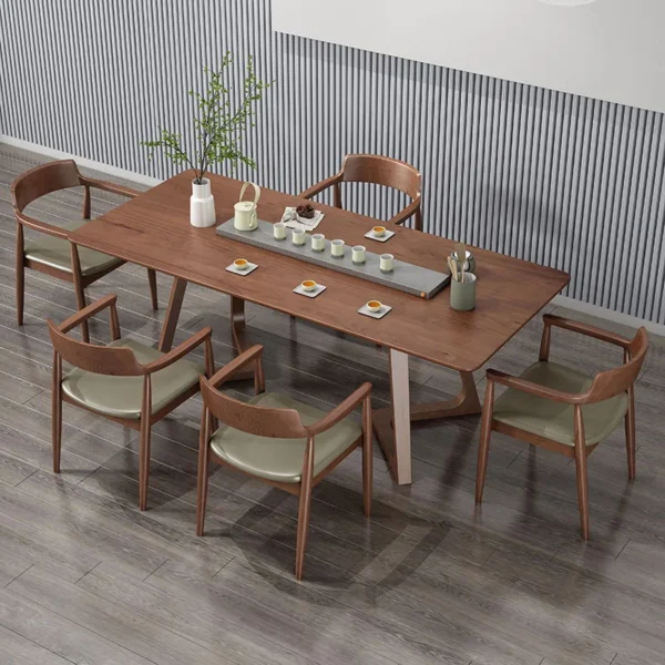 Brown Rubberwood Dining Set, Modern Dinette Set for Home - Image 5
