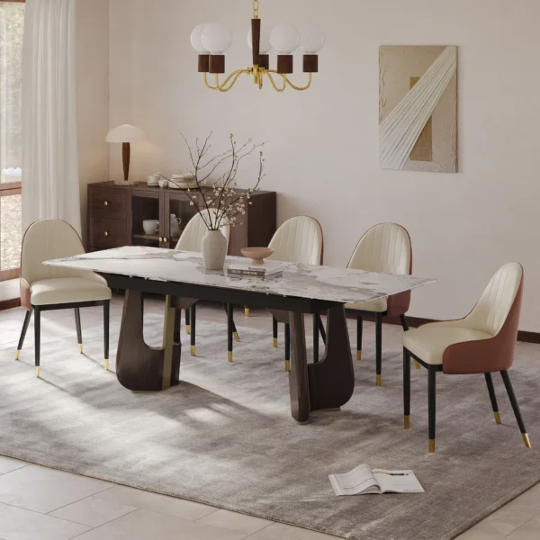 Rectangle Extendable Dining Table Sintered Stone Top for 6-8 People - Image 4
