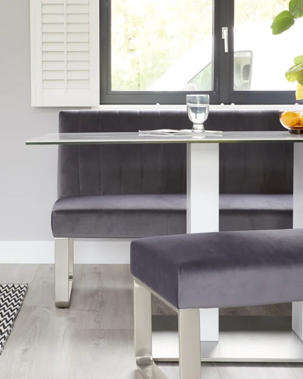 Mia White Marbled Ceramic 6 Seater Dining Table. - Image 4