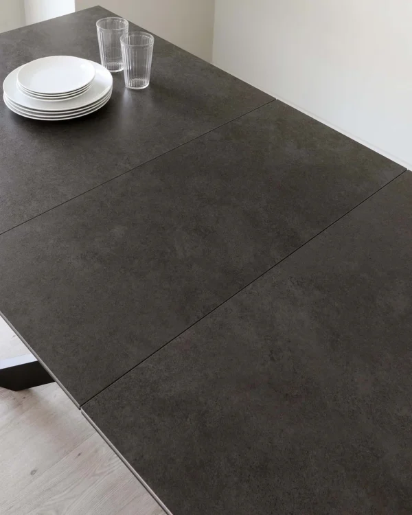 Hayden Dark Grey Ceramic Extending 6 To 8 Seater Dining Table. - Image 4