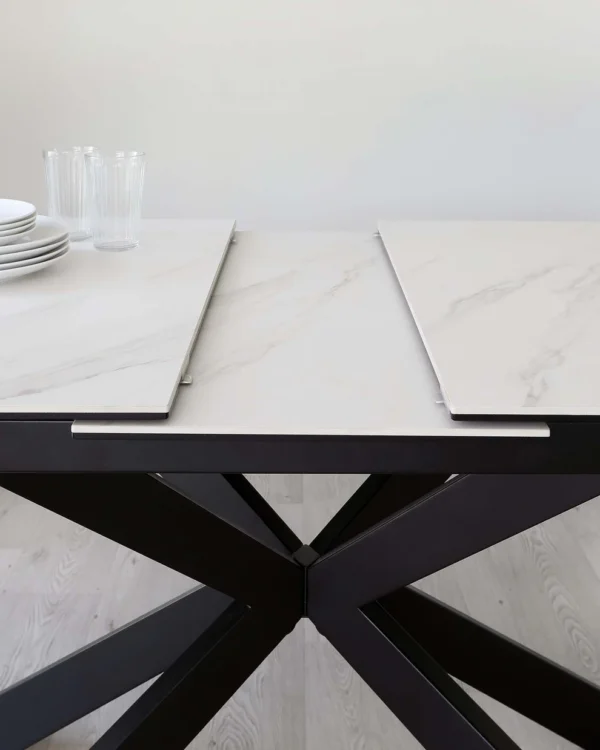 Hayden White Marbled Ceramic Extending 6 To 8 Seater Dining Table - Image 4