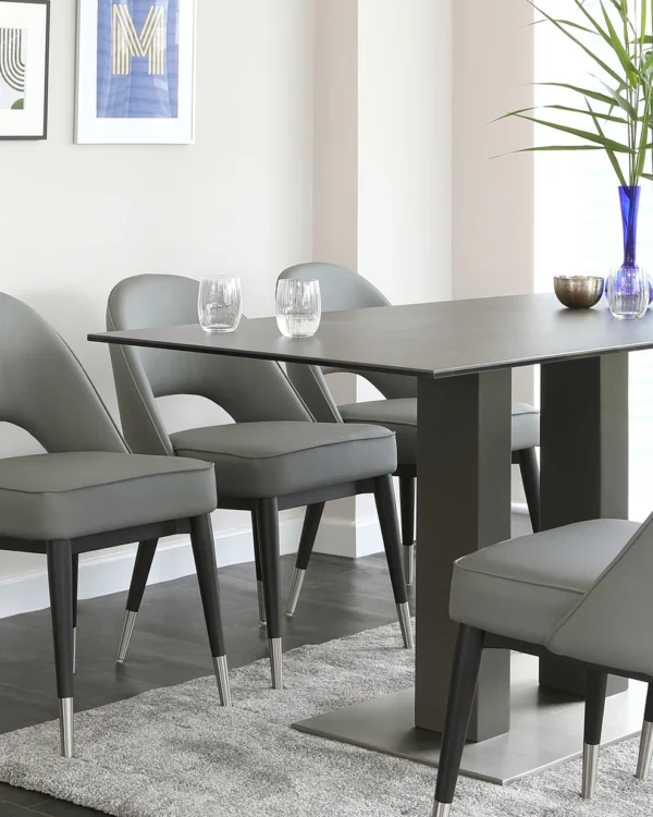 Mia Dark Grey Ceramic 6 Seater Dining Table - Image 4