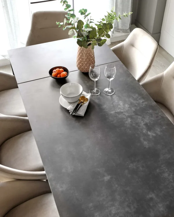 Louis Dark Grey Ceramic Extending 6 To 8 Seater Dining Table - Image 4