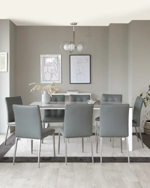 Anton White Ceramic Marble 6 Seater Dining Table - Image 4