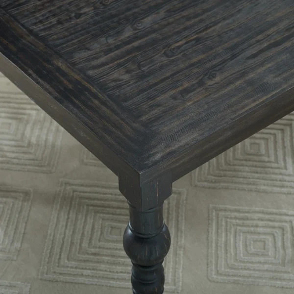 Roundhill Furniture Leviton. Dark-wash Wood Dining Set Turned Legs - Image 4