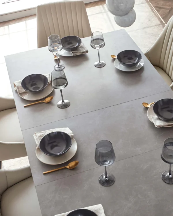 Hayden Light Grey Ceramic Extending 6 to 8 Seater Dining Table - Image 4
