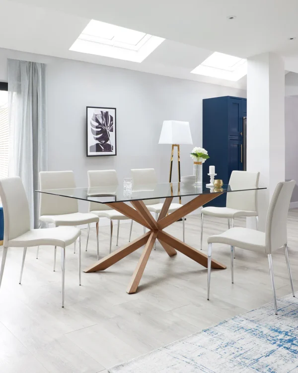 Otter Clear Glass And Walnut 8 Seater Dining Table - Image 4
