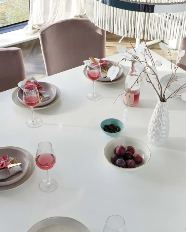 Aria White Oak and Glass Square 8 Seater Dining Table - Image 4