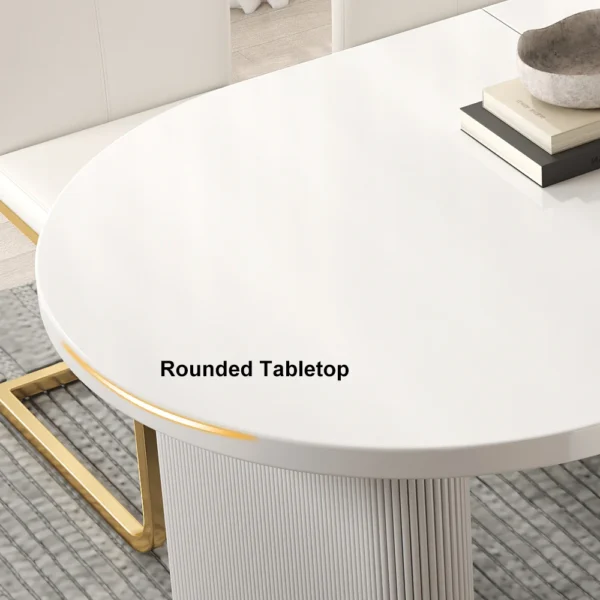 Japandi Oval Extendable Dining Table White Seats 6-10 People - Image 4