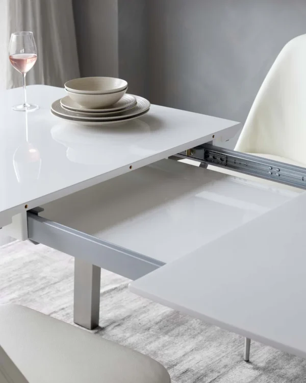 Assi White Gloss Extending 6 to 8 Seater Dining Table - Image 4