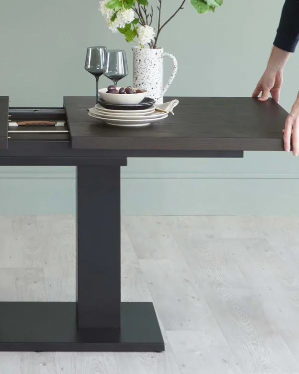 Morgan 6 to 8 Seat Extending Dark Oak Dining Table - Image 4