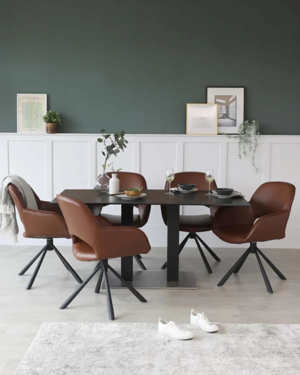 Mia Black Ceramic 6 Seater Dining Table - Image 4