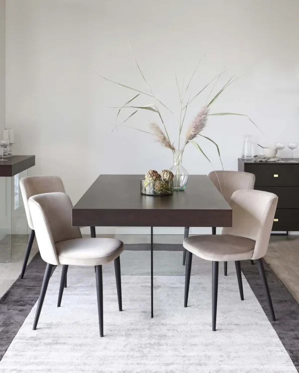 Aria Dark Walnut And Glass 6 Seater Dining Table - Image 5