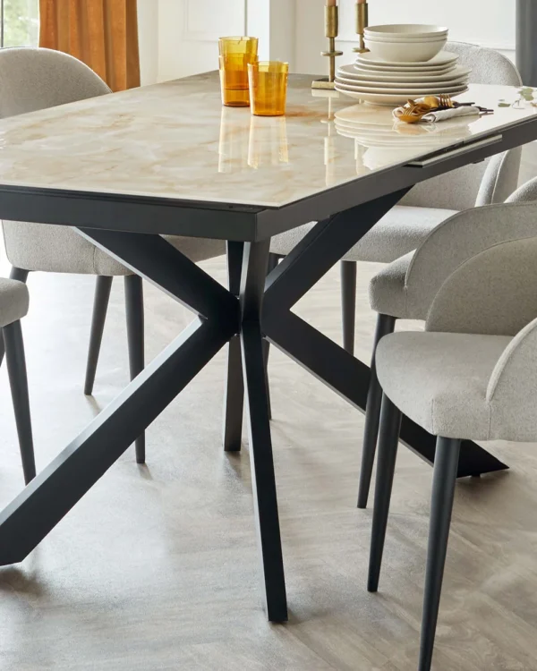Hayden Natural Ceramic Extending 6 to 8 Seater Dining Table - Image 4