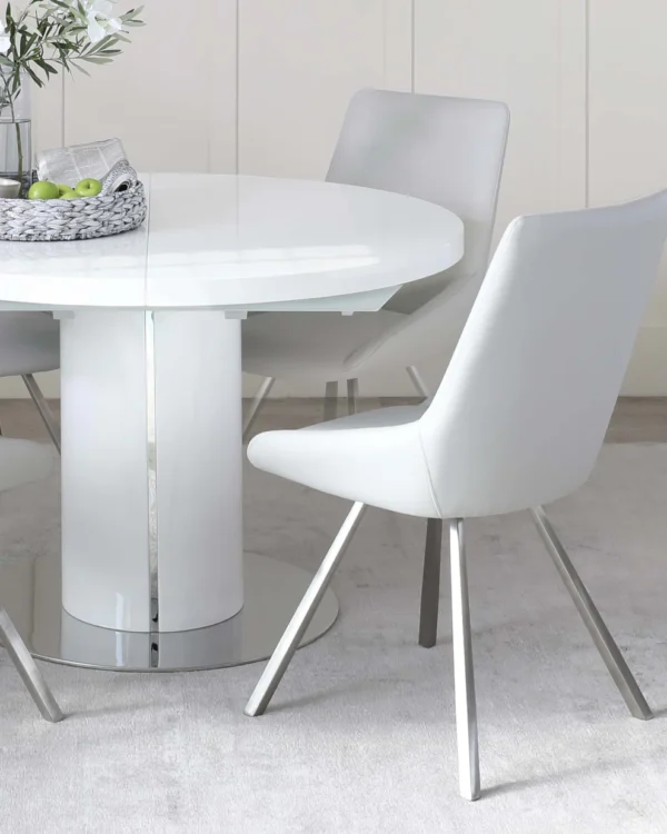Curva White Gloss Round Extending 4 To 6 Seater Dining Table - Image 4