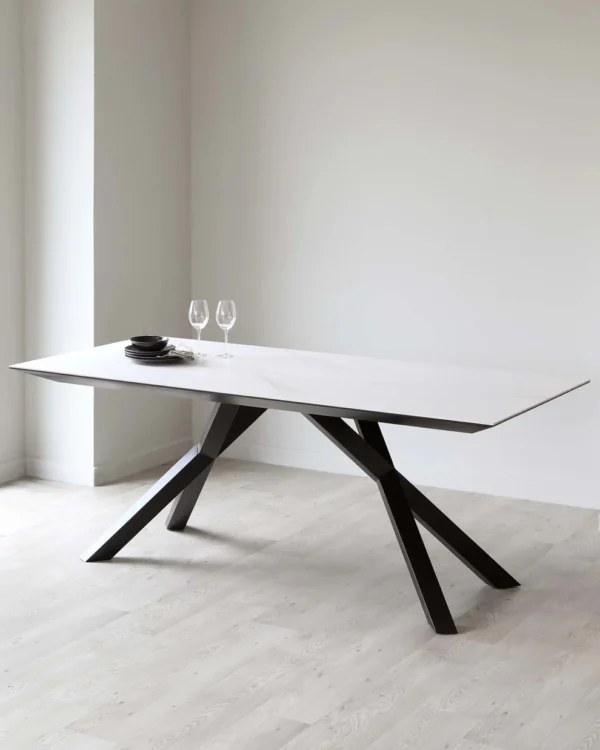 Atlanta White Marbled Ceramic 8 Seater Dining Table - Image 4