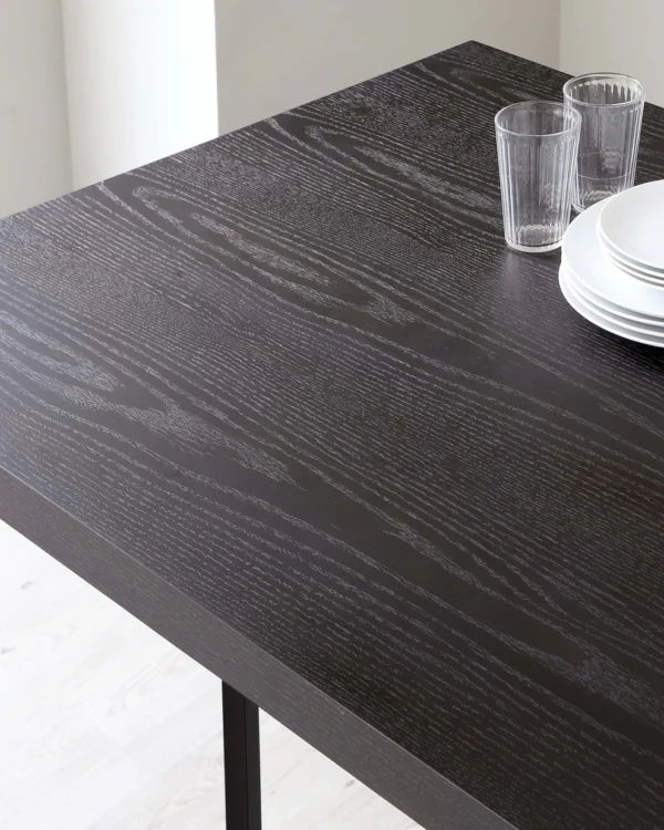 Jonah Dark Oak With Black Powder Coated Frame 6 Seater Dining Table - Image 4