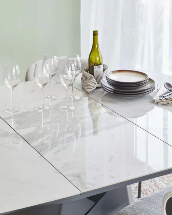 Corso White Ceramic Extending 4 to 6 Seater Dining Table - Image 4