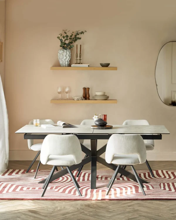 Riley Light Grey Ceramic Extending 8 to 10 Seater Dining Table - Image 4