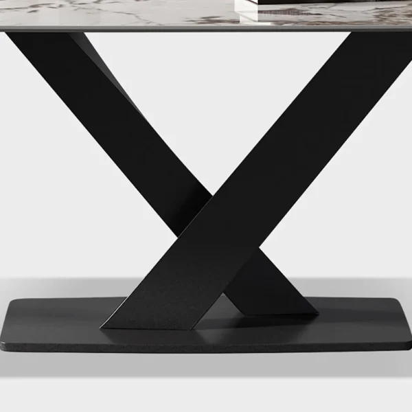 Modern Pandora Stone Top Dining Table with Black Base - Image 5