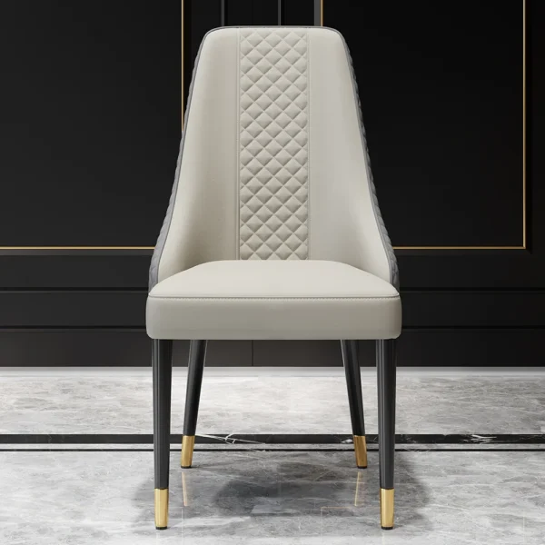 Diamic Modern Gray 6-Piece Dining Chairs Upholstered Faux Leather High Back - Image 6