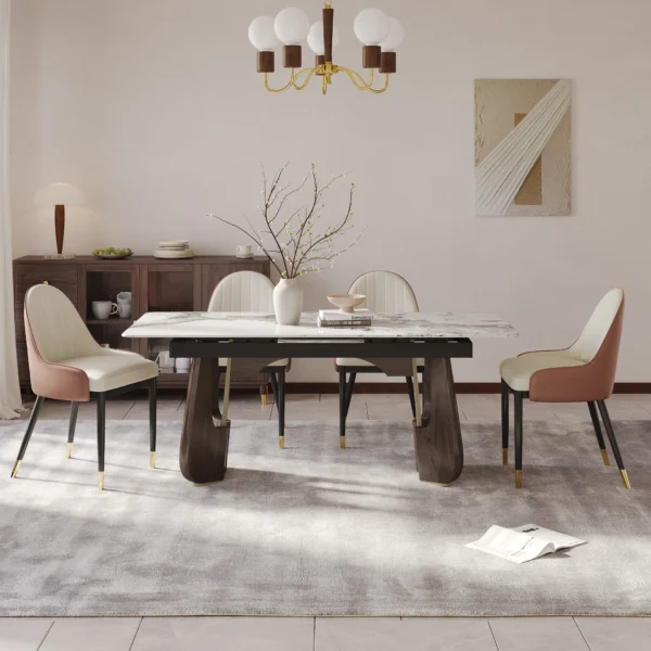 Rectangle Extendable Dining Table Sintered Stone Top for 6-8 People - Image 5