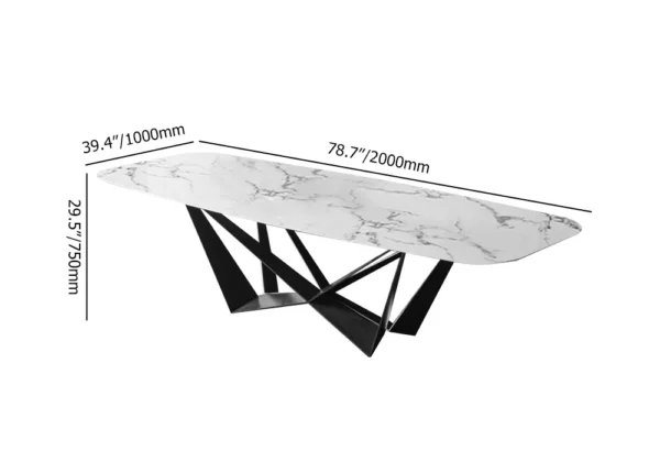 Modern Stylish Dining Table Rectangle White Sintered Stone Top in Large - Image 5