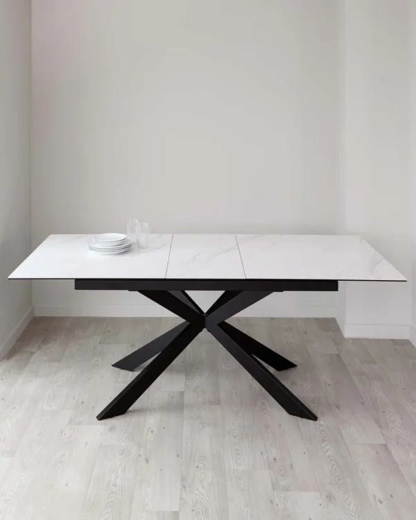 Hayden White Marbled Ceramic Extending 6 To 8 Seater Dining Table - Image 5
