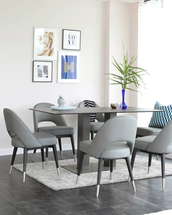 Mia Dark Grey Ceramic 6 Seater Dining Table - Image 5