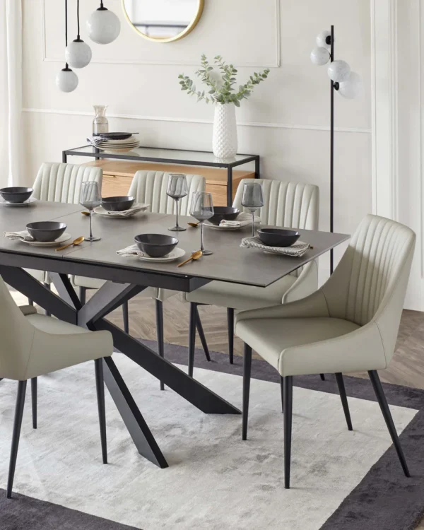 Hayden Light Grey Ceramic Extending 6 to 8 Seater Dining Table - Image 5