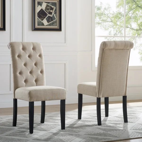Roundhill Furniture Leviton. Dark-wash Wood Dining Set Turned Legs - Image 5