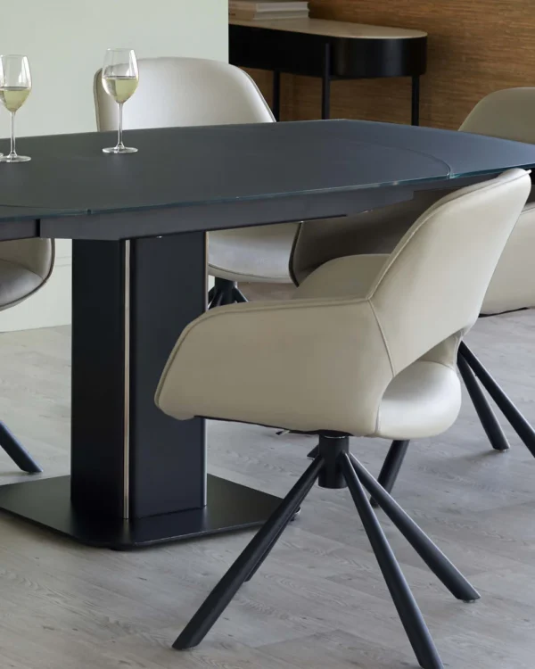 Fraser Dark Grey Frosted Glass Extending 4 To 6 Seater Dining Table - Image 5